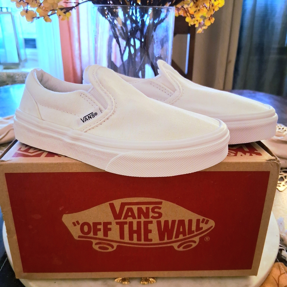 Vans Little Kids Size 12C White Slip-Ons